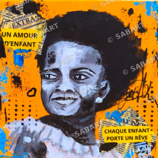 Fatou · tableau original de Sab · 20 × 20 cm