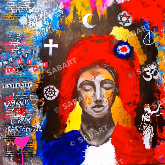 La Marianne · tableau original de Sab · 100 × 100 cm