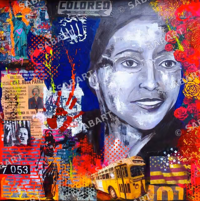 Rosa Parks · tableau original de Sab · 80 × 80 cm
